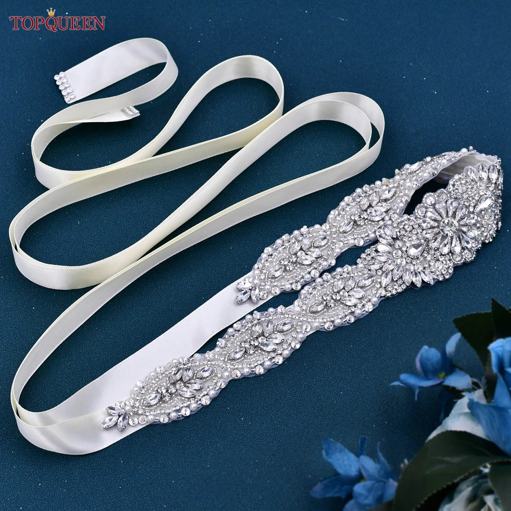 TOPQUEEN S119 Wedding Dress with Decorative Decals Wedding Dress Accessories Wedding Dress with Luxury Diamond Handmade