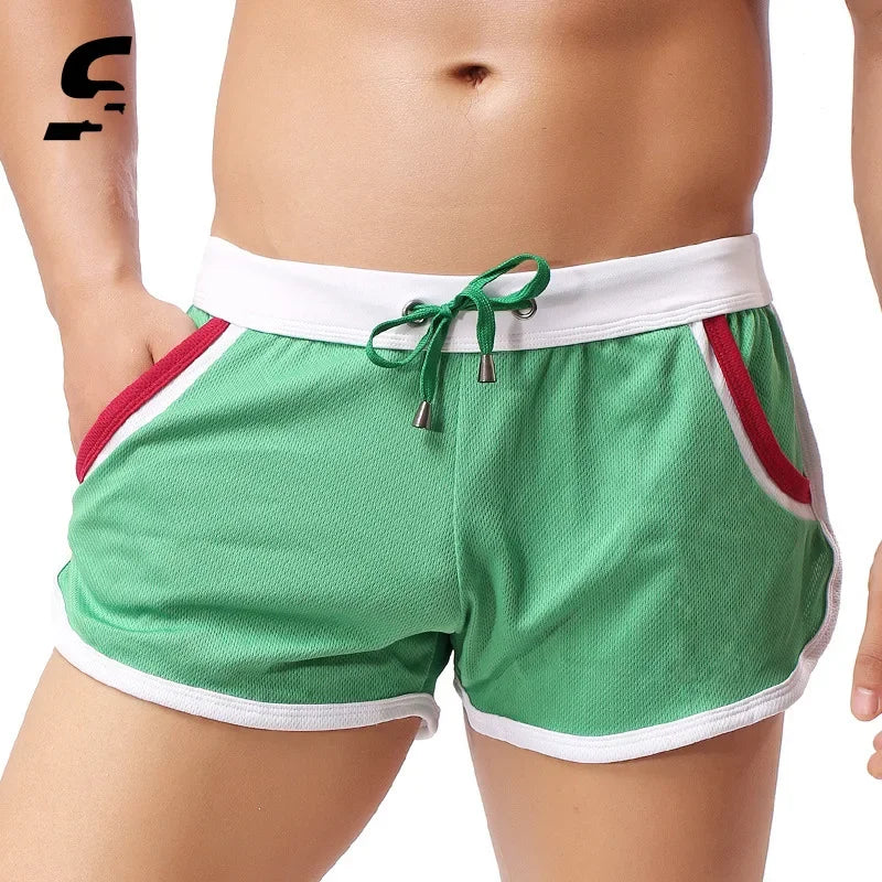 Summer Swimsuit Men Comfortable Gym Athletic Shorts Men's Swimwear Swimming Stitching Color Beach Swimming Quick Dry Shorts
