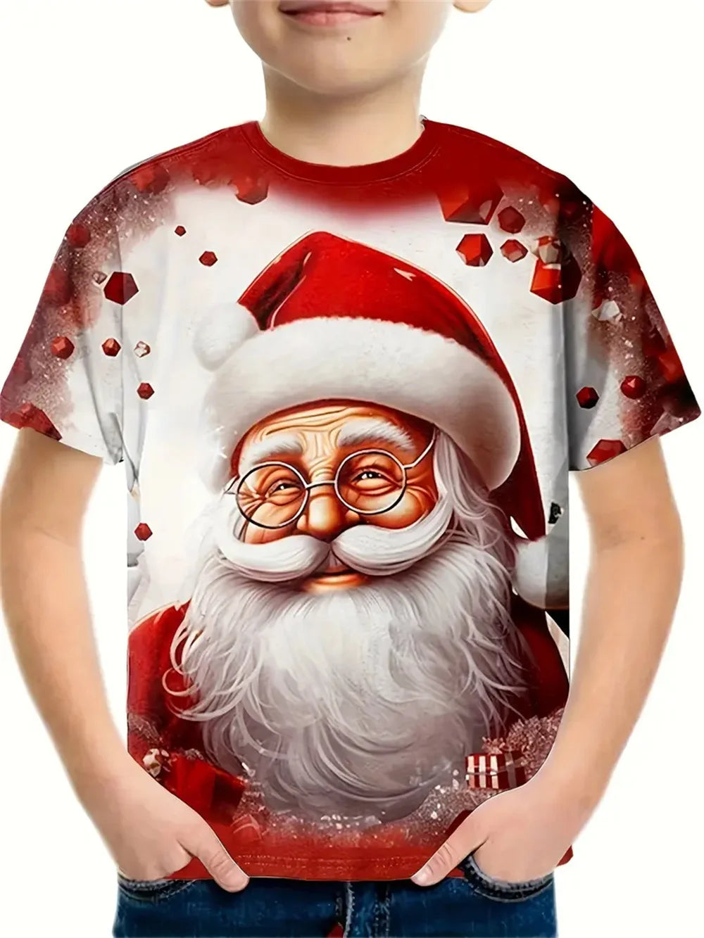 Weihnachten Santa Claus 3d Print T-Shirt Kinder Jungen Kleidung Kurzarm Casual Kinder Kleidung Mode T-Shirt für Jungen