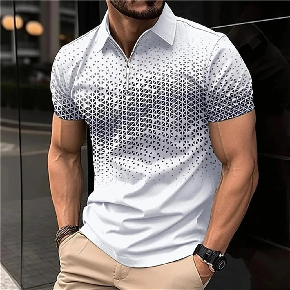 Summer T Shirts for Men Short Sleeve Men's Clothing Collar 3D Printing mon