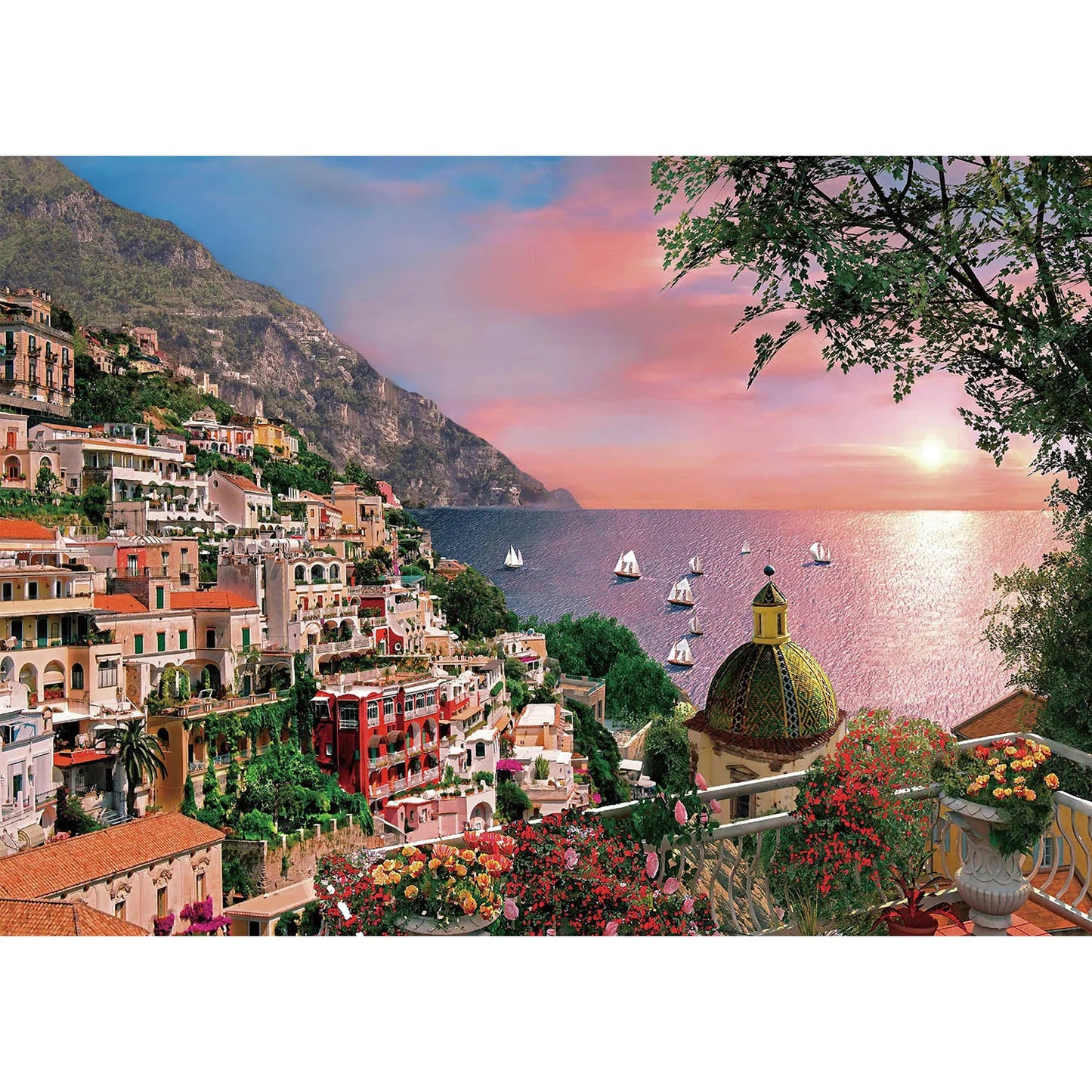 1000 Pieces Positano Amalfi Coast Jigsaw Puzzles for Adults Home Decor Games Family Fun Floor Puzzles Educational Toys for Kids