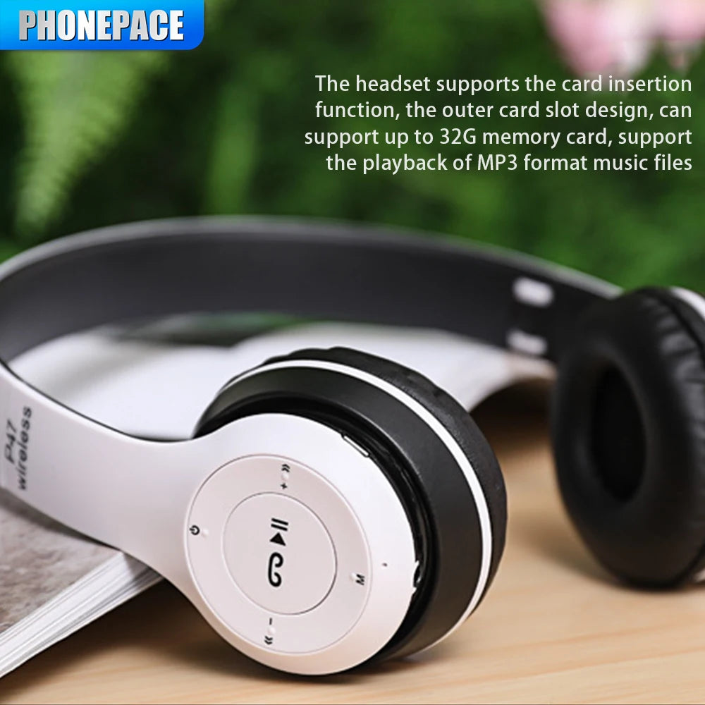 Stereo P47 Headset 5.0 Bluetooth Headset Folding Series Wireless Sports Game Headset for iPhone XiaoMi