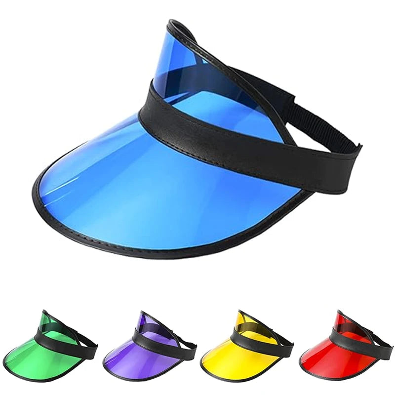 Summer Outdoor Golf Cap for Men Women Shade Transparent UV-Resistant Soft Plastic Yellow Color Adjustable Beach Sun Cap Visor