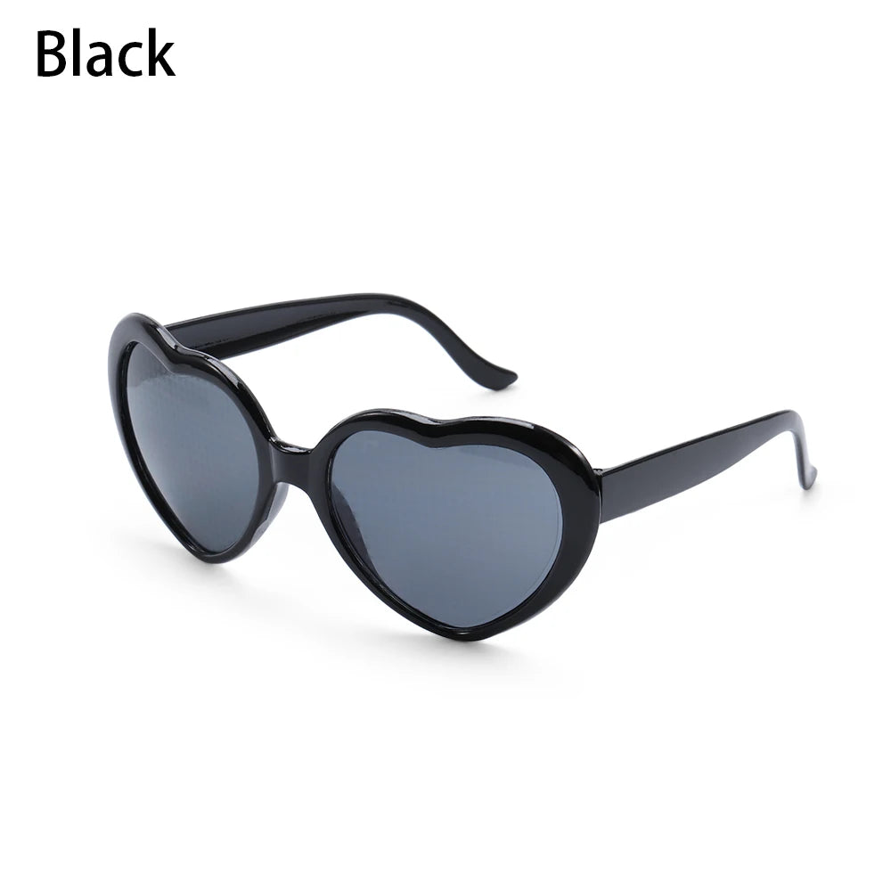 NEW Love Heart Shaped Effect Glasses Watch The Lights Change Love Image Heart Diffraction Glasses At Night Sunglasses For Women