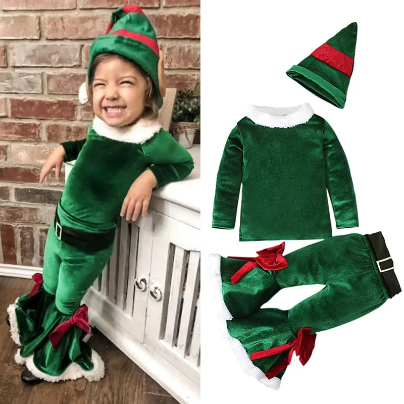 New Year Kids Santa Claus Toddler Baby Red Xmas Clothes Party Red Dress Set for Children Christmas Costume Santa Claus Set