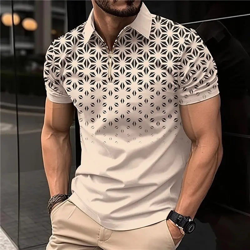 Summer T Shirts for Men Short Sleeve Men's Clothing Collar 3D Printing mon