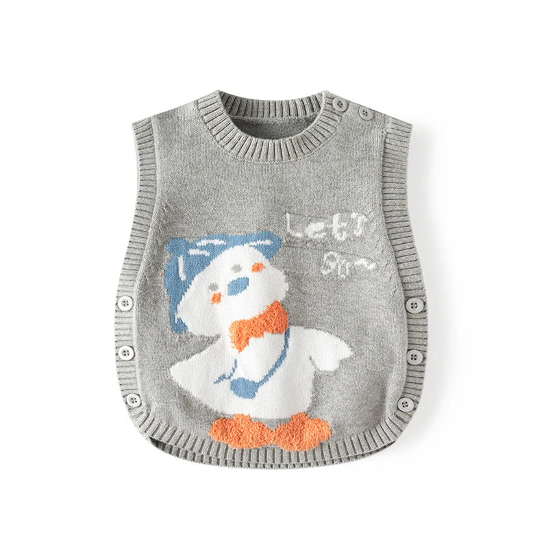 Baby Jungen Mädchen Pullover Weste Herbst 2024 Kinder Stricken Weste Pullover Kinder Kleinkind Kleidung Oansatz Ärmellose Cartoon Gestrickte 0-4y