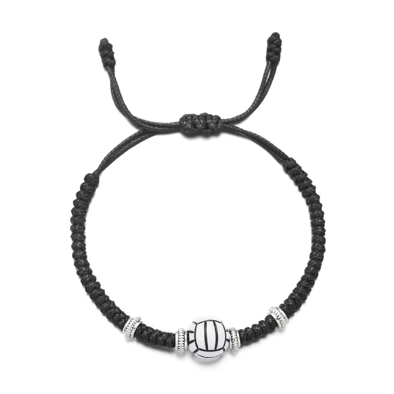 Newest Football Volleyball Basketball Baseball Bracelet For Women Woven Rope Tennis Rugby Bracelet Boys Girls Sports Jewelry