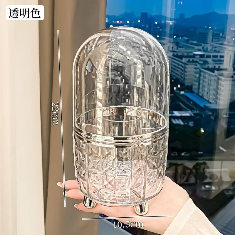 Makeup Storage Case Rotating Dustproof Makeup Brush Storage Container Pen Brush Bucket Dresser Desktop Lipstick Storage Rack