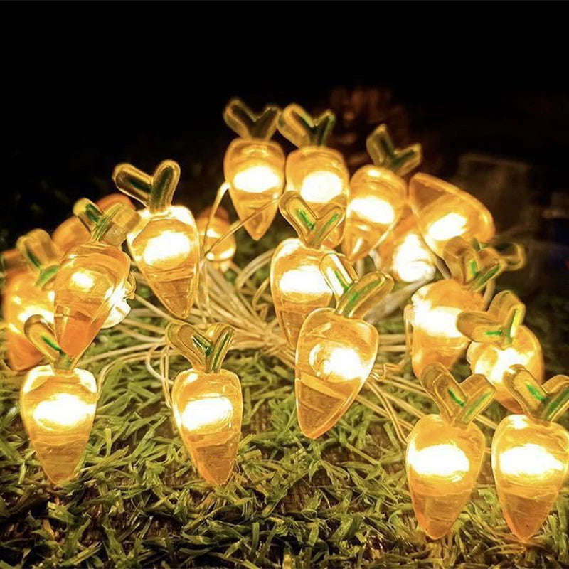 2M 20LED Easter Rabbits String Light Carrot Chick Eggs Fairy Light Garland Decoration Happy Easter Party for Home Kids Gift 2024
