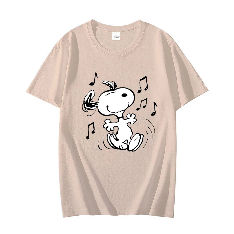 Snoopy!!! the Musical Men T-shirt Summer Short Sleeve Women Tee Shirts 100% Cotton 2025 New Fashion Couple Clothes Tops