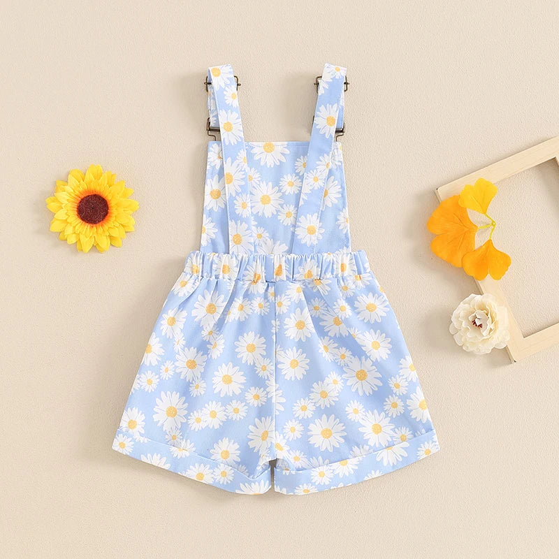 Adorable Baby Girl Floral Romper Sleeveless Jumpsuit Overall Shorts for Summer Toddler Casual Outfit Cute Clothes