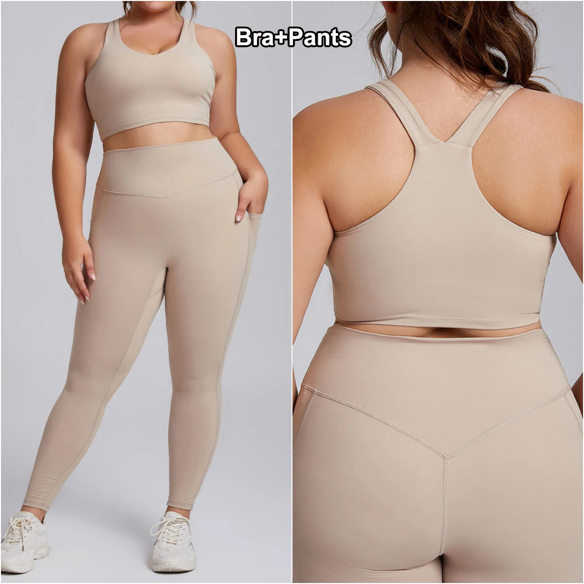 Women Gym Set Plus Size Workout Oufit Curvy Lady Sports Bra Yoga Leggings Oversize Tracksuit XXXL Extended Size Women Clothing