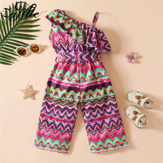 ZAFILLE Baby Overall Striped Belted Mädchen Overall Für Kinder 2023 Off Schulter Sommer Overalls Für Kinder Kleinkind Mädchen Kleidung