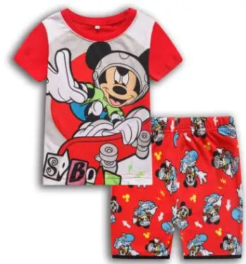 Neue Sommer Kinder Jungen Mädchen Kleidung Baby Baumwolle Prinzessin Pyjamas Sommer Kurzarm Set Cartoon Minnie Kinder Nachtwäsche
