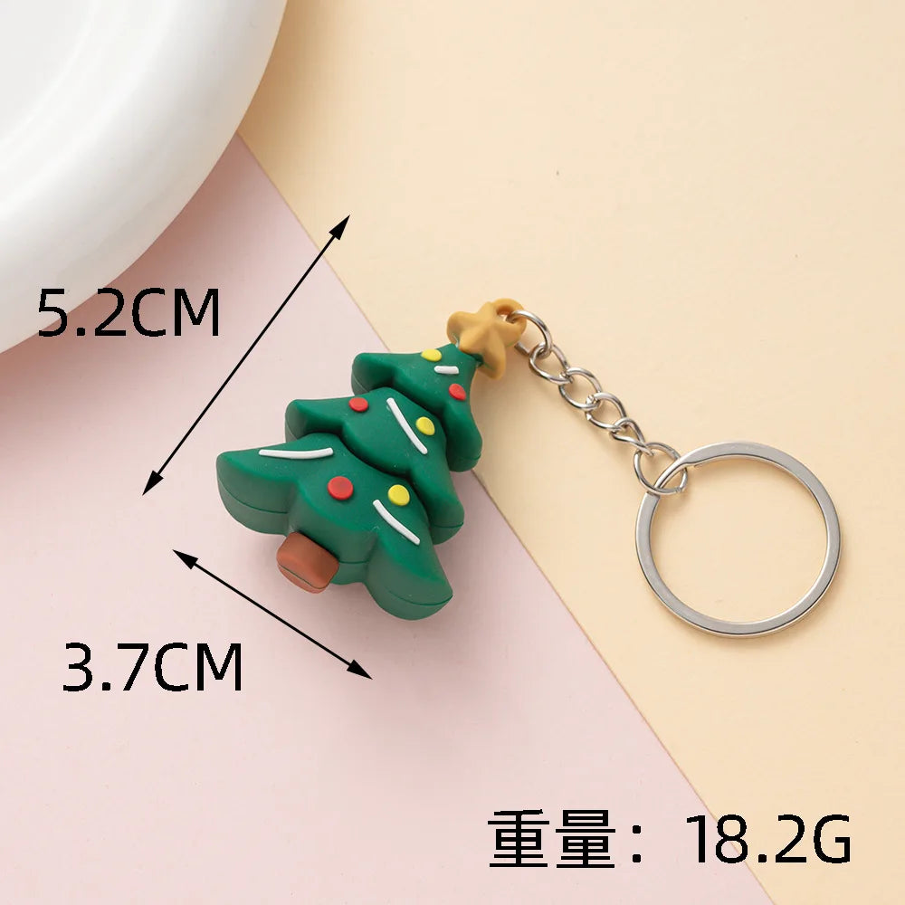 Christmas Keychain Cartoon Cute Doll Pendant Santa Claus Snowman Tree Keyring for Men Women Party Decoration Souvenir