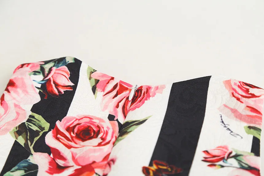 Rose Print Sleeveless Girls Summer Dresses