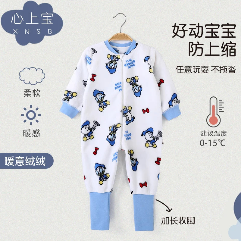 2T-6T Toddler Baby Footed Pajamas Kid Winter Flannel Nightgowns Sleeping Bag Long Sleeve Zipper Sleep Sack Onesie Play Coverall