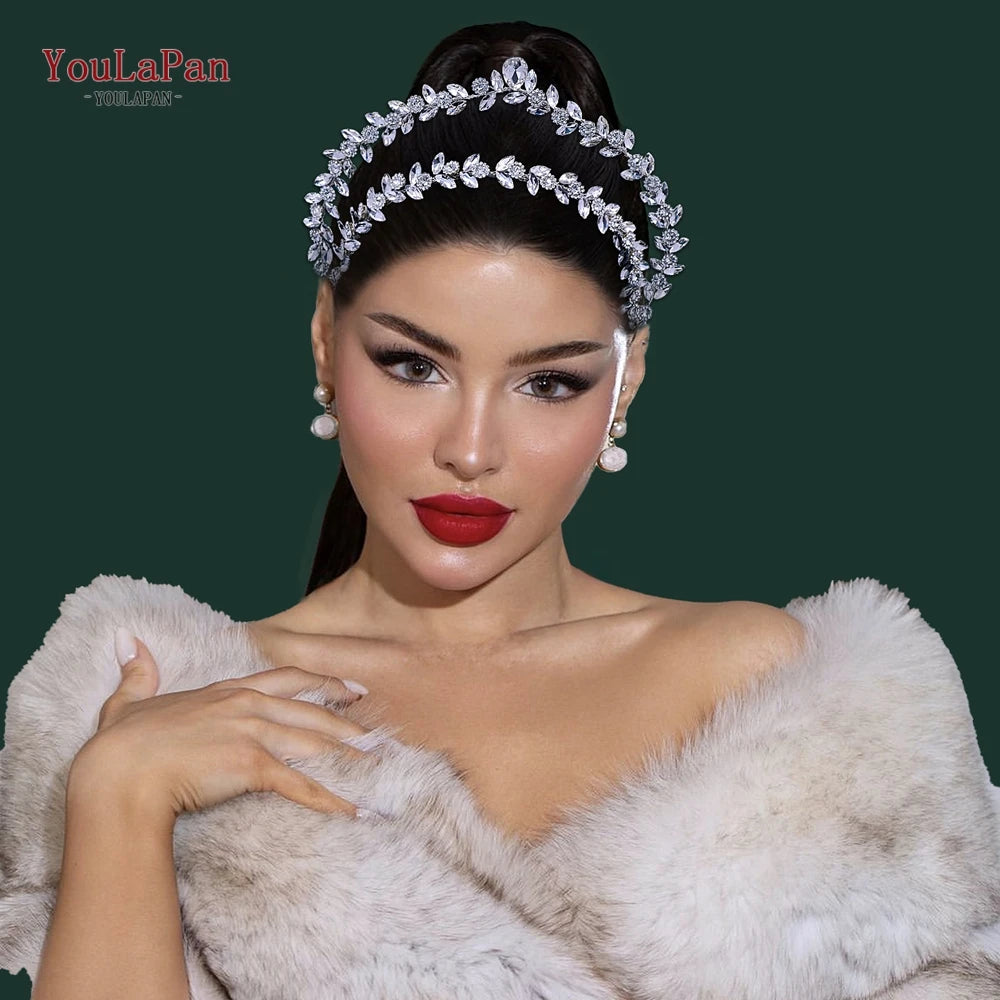 YouLaPan Wedding Hair Accessories Silver Color Double Layer Crown Hair Accessories Elegant Girl Crown Tiara Girlfriend HP696 