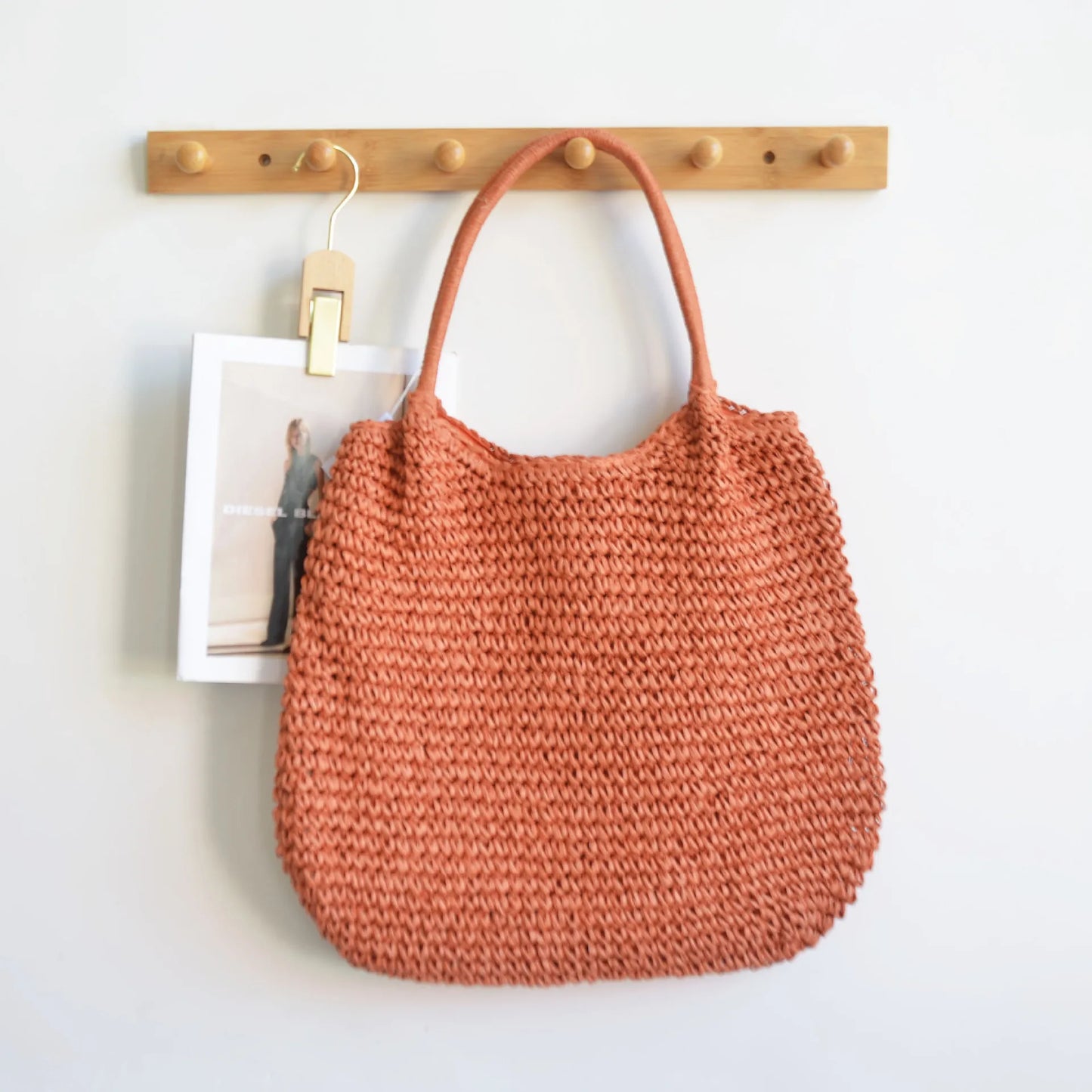 Casual Large Capacity Straw Tote Bag Simple Paper Woven Women Shoulder Bags Handmade Big Summer Beach Handbags Big Shopper Purse