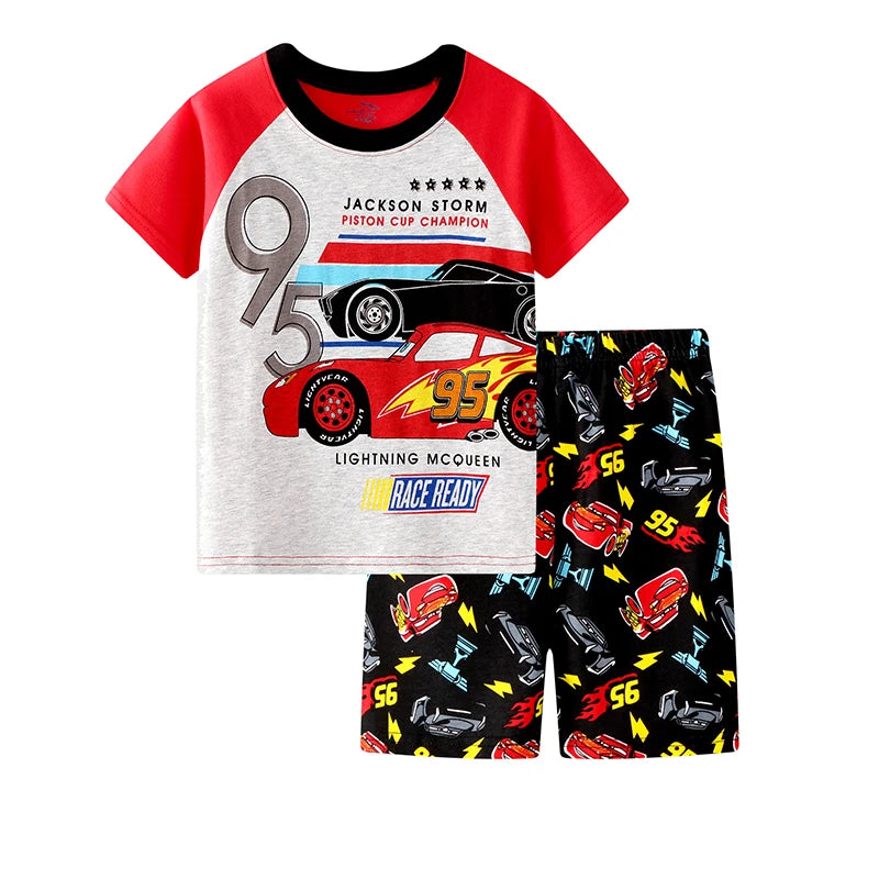 Neue Sommer Kinder Pyjamas Kinder Nachtwäsche Baby Set Jungen Mädchen Autos kurzarm Pijamas Baumwolle Nachtwäsche Kleidung Pyjamas Sets