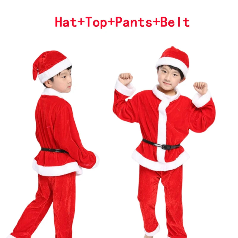 New Year Kids Santa Claus Toddler Baby Red Xmas Clothes Party Red Dress Set for Children Christmas Costume Santa Claus Set