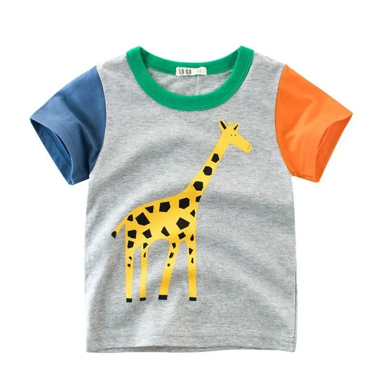 2025 Cartoon Druck Baby Junge Dinosaurier T Shirt Für Sommer Infant Kinder Jungen Mädchen Lion T-Shirts Kleidung Baumwolle Kleinkind Brief tops
