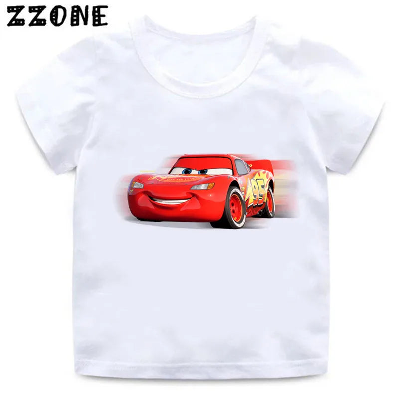 Hot Sale Car Pixar Lightning McQueen Print Cartoon Kids T-Shirts Girls Clothes Baby Boys T shirt Summer Children Tops,ooo5534
