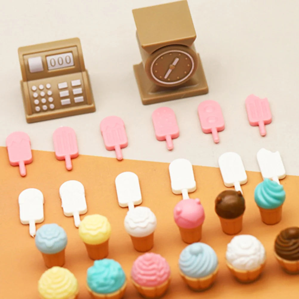 Pretend Play Plaything Ice Cream Dessert Household Truck Kit Plastic Accessories Small Compact Toddler Cart
