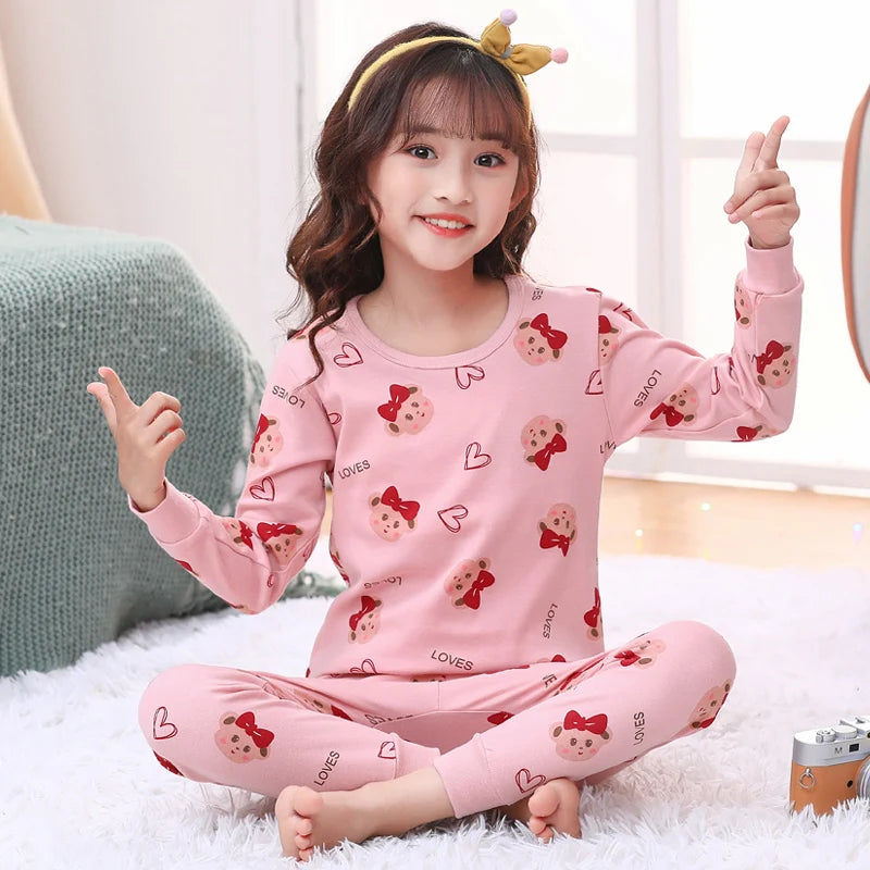 Autumn Winter Baby Girl Clothes Pajamas Sets Boys Pyjamas Kids Homewear Cotton Nightwear Children's Indoor Clothing Pijamas Suit