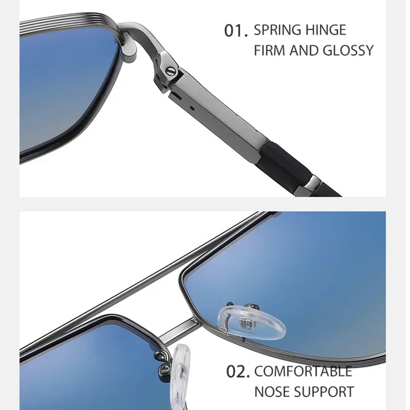 Cycling Glasses Square Polarized Sunglasses Men High Quality Spring Hinge Fashion Sun Glasses Driving Travel UV400 Lens Goggles