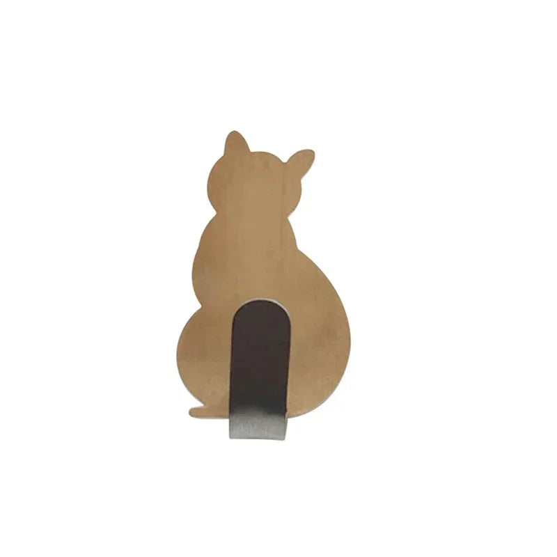 2Pcs Cat-shaped Metal Wall Door Hanger Hook Keys Holder Strong Stainless Steel Adhesive Hook Kitchen Bathroom Home Decor