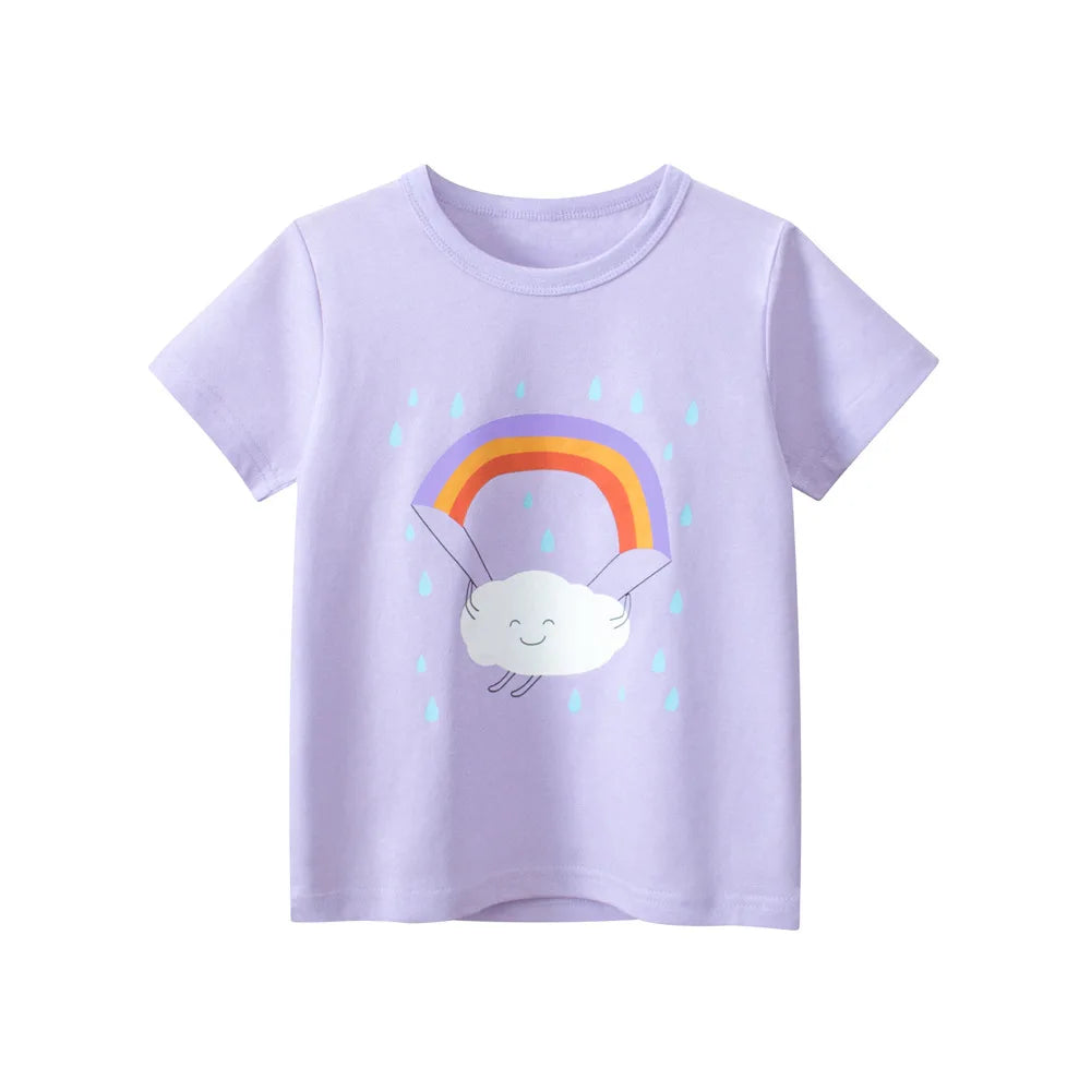 2024 sommer 2-8 Jahre Kinder Mädchen Shorts Ärmel T-shirts Gedruckt Kleines Mädchen Top Baby Mädchen T Shirts Kinder kleinkind Mädchen Kleidung
