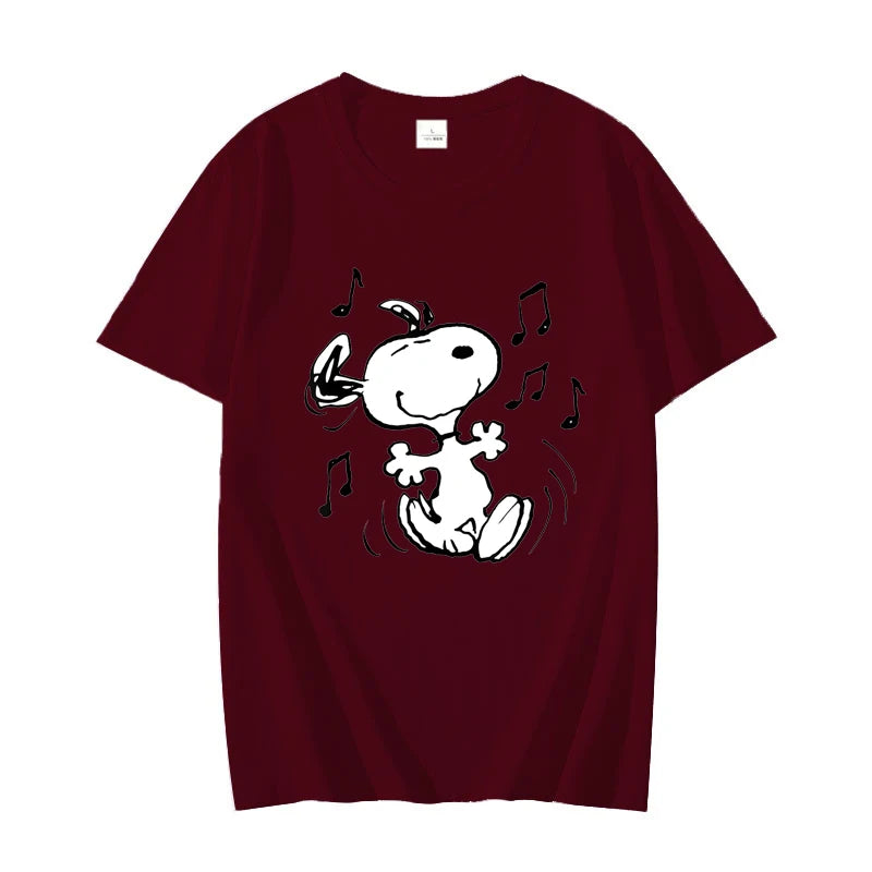 Snoopy!!! the Musical Men T-shirt Summer Short Sleeve Women Tee Shirts 100% Cotton 2025 New Fashion Couple Clothes Tops