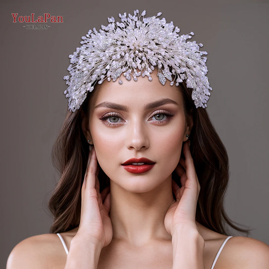 YouLaPan Handmade Crystal Bridal Hair Crown High Quality Bridal Tiara Headdress Wedding Hair Accessories  Woman Headband HP397