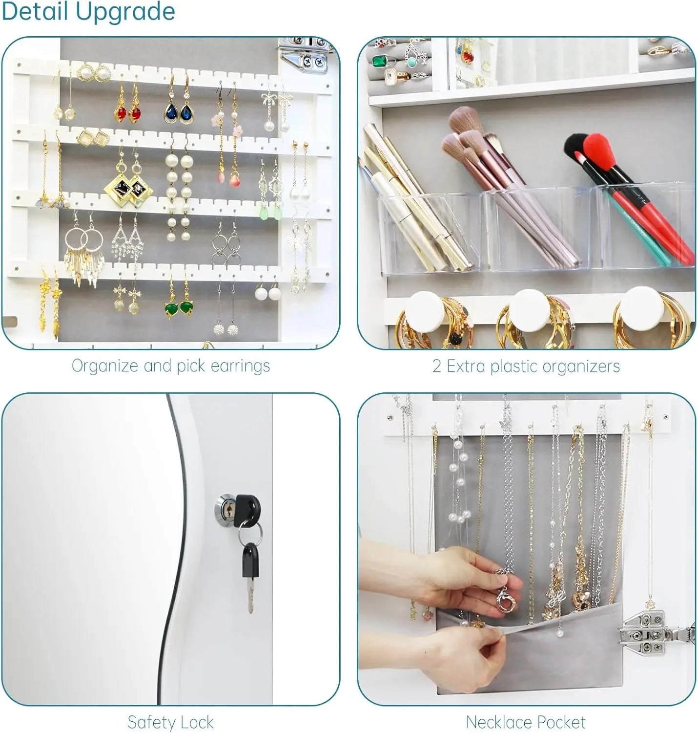 Jewelry Armoire Cabinet, Mirror LED Jewelry Cabinet Wall or Door Mounted Full-Length Lockable Wavy Mirror Jewelry Organizer, home improvement decoration !!!