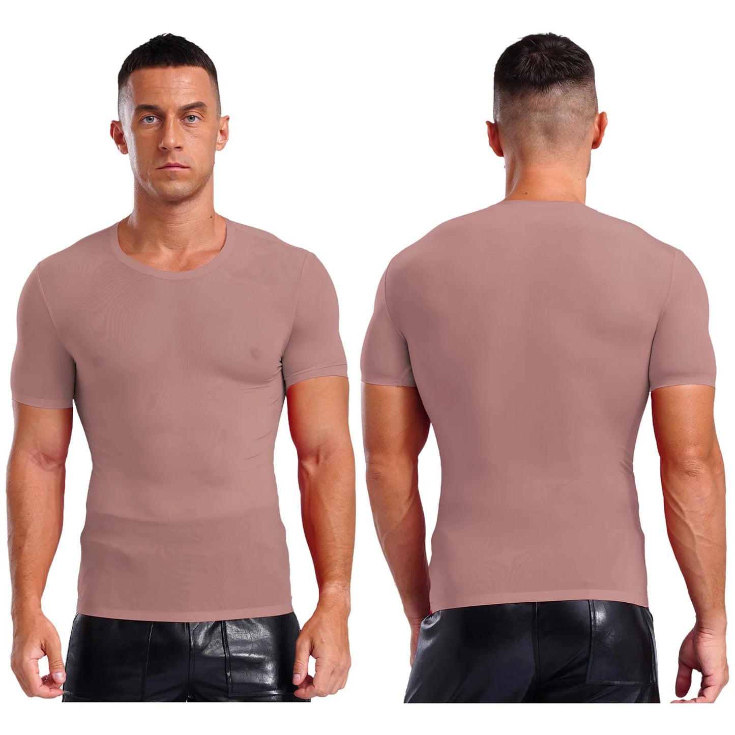 Mens Quick-dry Athletic T-shirt Round Neck Short Sleeve Ice Silk Ultra-thin Blouses Top for Gym Sports Workout Fitness Swimming mon