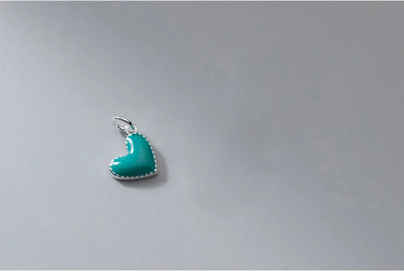 925 Silver Charms Heart Pendant Charms DIY Pendant Necklace Accessries Jewelry Silver 925 Colorful