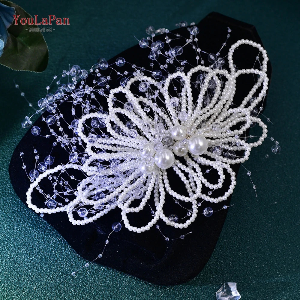 YouLaPan Wedding Bridal Headpiece Bride Pearl Hair Comb Women Party Fashion Hair Accessories Handmade Exquisite Headband HP717