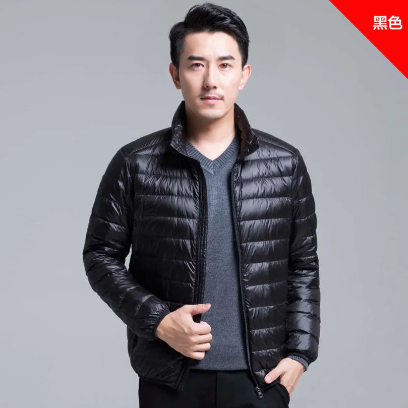 Men's Spring Ultra Lightweight Packable Down Jacket Hooded Breathable Coat Plus Size Men Hoodies Coat Feather Clothing 2024
