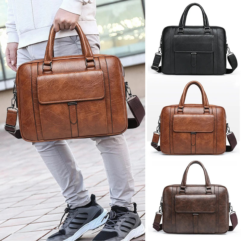Herren Aktentasche PU Leder Executive Casual Handtasche Laptop Dokument Schulter Business Vintage Messenger Crossbody Designer Tasche