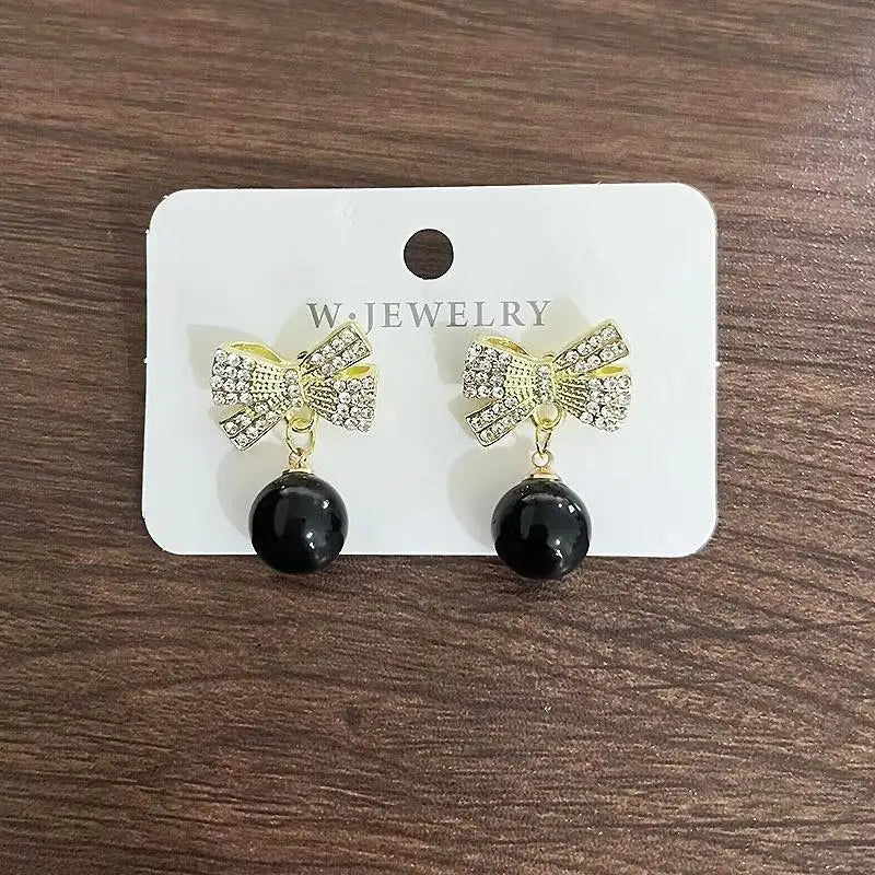 925 Silver Needle Korean Fashion Crystal Heart Earrings For Women Jewelry 2024 Trending Women's Red White Pearl Drop Earrings