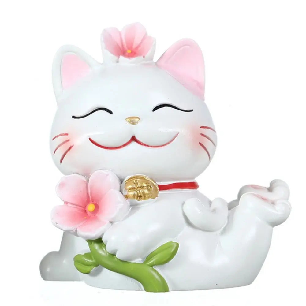Shake Head Lucky Cat Car Decoration Cartoon Cat Waving Arm Mini Lucky Cat Figure Resin Multipurpose Maneki Neko Ornament