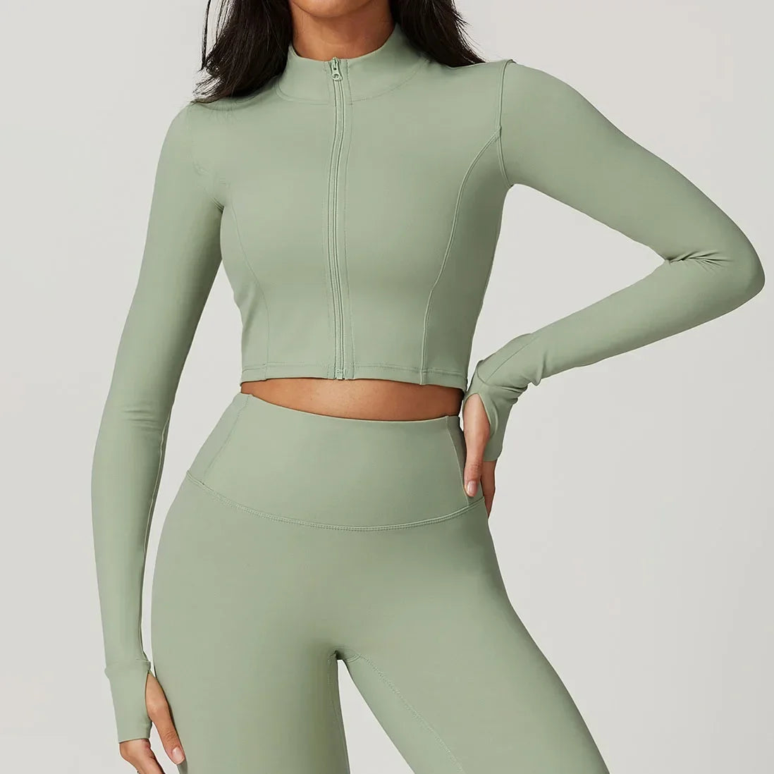 MyZyQg Women Long Sleeve Sweatshirts Sports Jacket Slim Fashion Stand-up Collar Zipper Wear Gym Training Casual Outdoor Coat Top