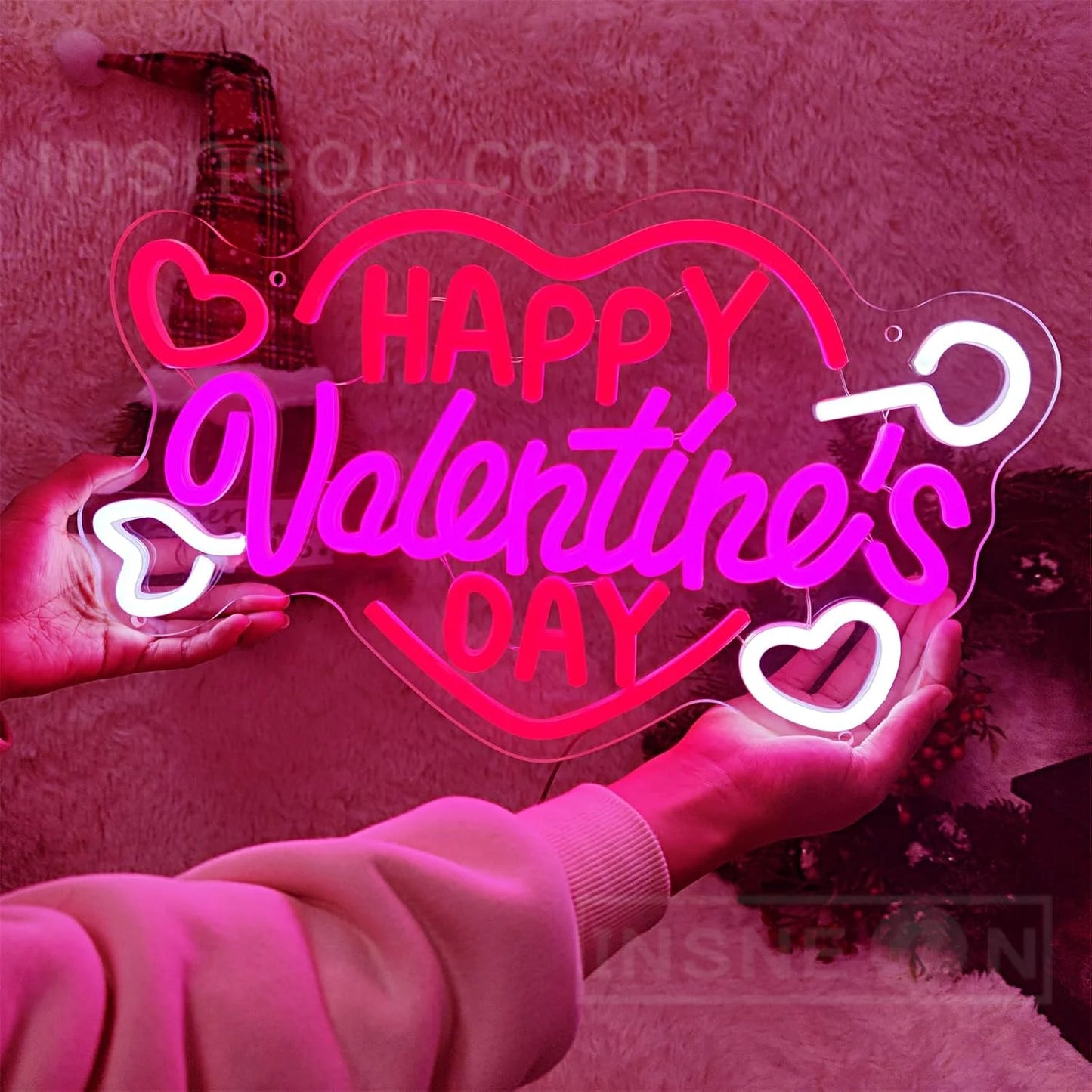 Happy Valentines Day Neon Sign for Room Decoration,Neon LED Lights Signs for Bedroom Wall Decor,Home,Wedding,Gaming,Bar,Custom