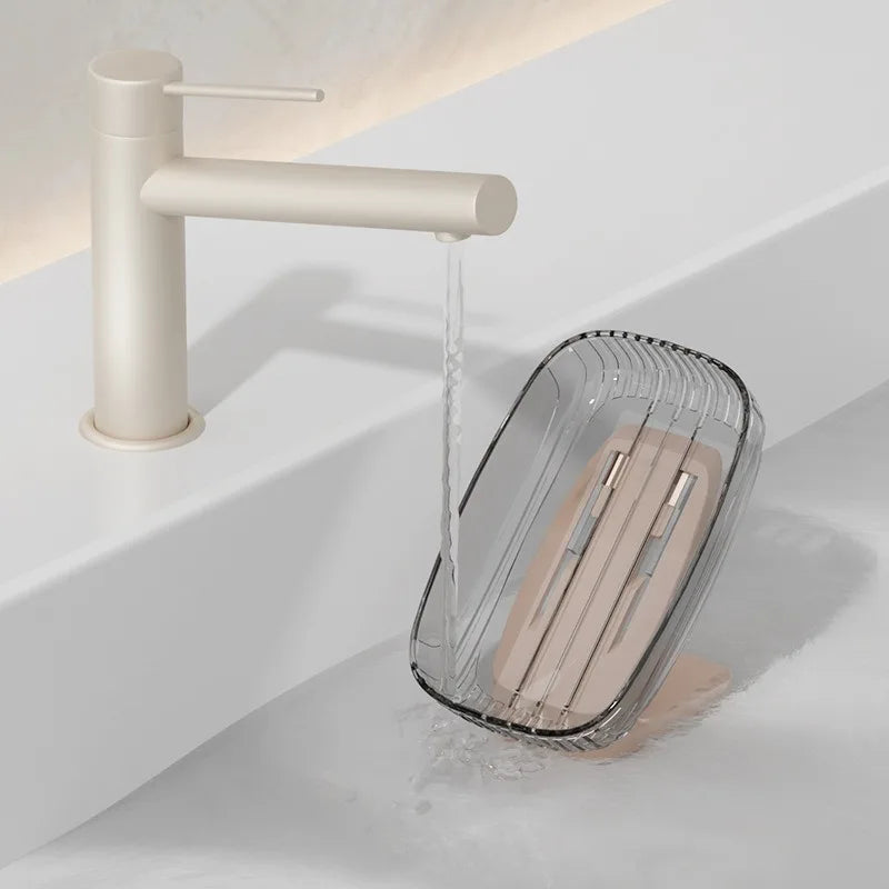 Bathroom Soap Dish Case Wall Mounted Transparent Drain Soap Storage Rack Holder Bathroom Accessories Supplies Soap Box Container