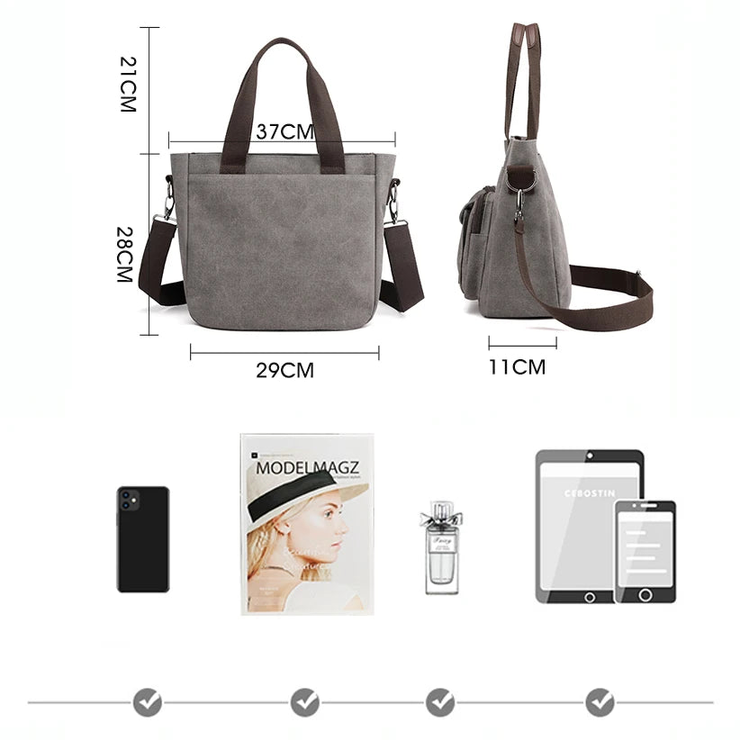 2024 Women New Bag Fashion Messenger Bag Women Shoulder Bag Canvas Handbag Purse Large Capacity Fashion Female Tote Shopping Bag