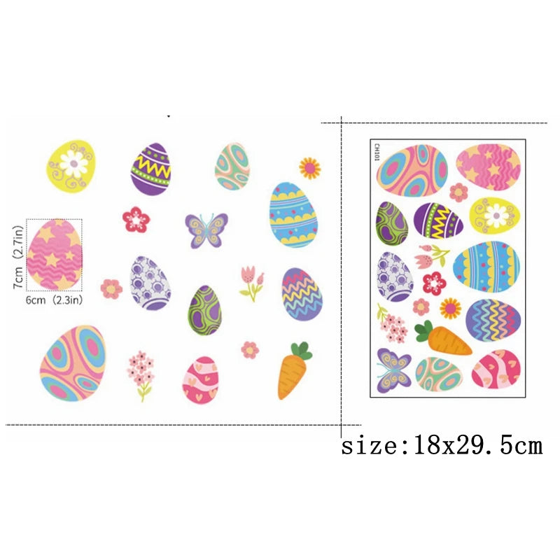 Happy Easter Window Stickers Rabbit Eggs Chick Wall Stickers Easter Decorations for Home 2022 Easter Party Bunny Wall Decals