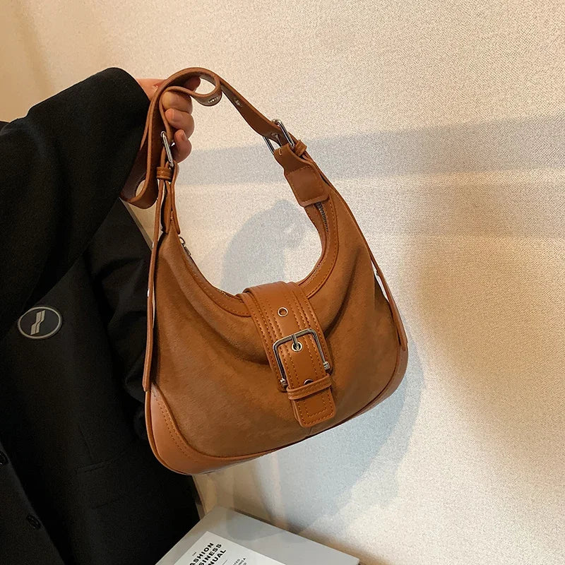 Retro Frosted Large Bag for Women 2024 New Autumn and Winter Niche Versatile Casual Crossbody Bag Large Capacity Commuting Bag