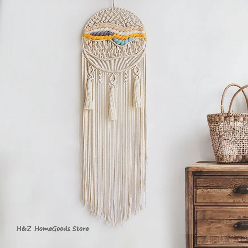 Bohemian Decor Macrame Wall Hanging Boho Tapestry Dreamcatcher Woven Tapestries Home Decoration Apartmeng Bedroom Living Room